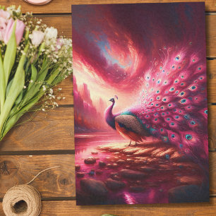 Papel De Seda Pavo Real Rosa Fantasía En Mundo Rosa