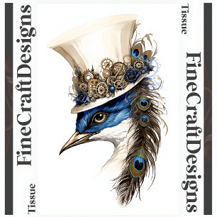 Papel De Seda Pavo Real Steampunk Con Sombrero Decoupage L 135