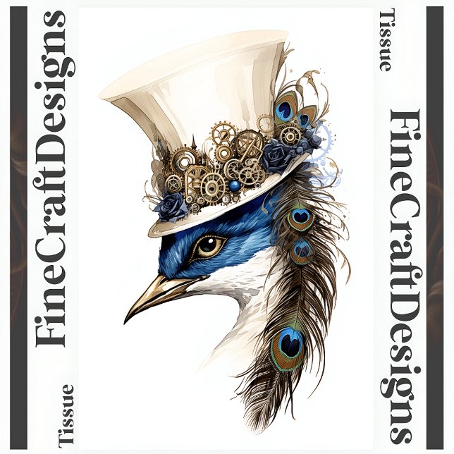 Papel De Seda Pavo Real Steampunk Con Sombrero Decoupage L 135 (Subido por el creador)