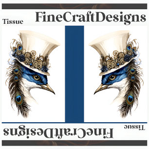 Papel De Seda Pavo Real Steampunk Con Sombrero Decoupage LR 135