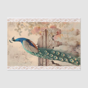 Papel De Seda Pavo Real Vintage en Collage de Perca de Piedra Es