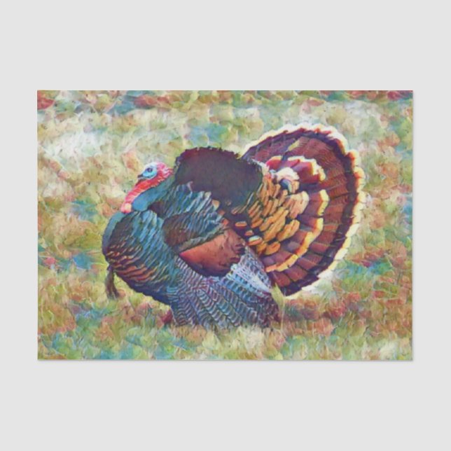 Papel De Seda Pavo Salvaje Jake Dibujo al Estilo de Monet Decoup (Anverso)