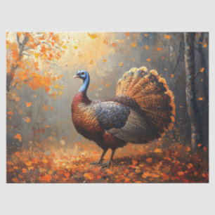 Papel De Seda Pavo Salvaje Majestuoso en Bosque de Otoño