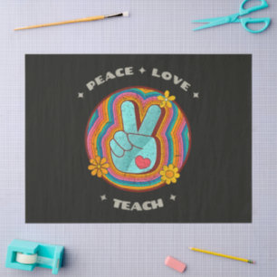 Papel De Seda Paz Amor Enseñanza Vintage Retro 70s Hippie