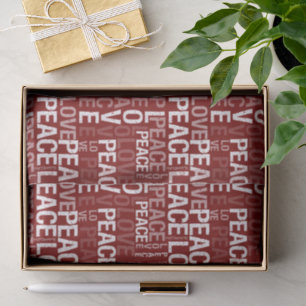 Papel De Seda Paz Amor Navidad Blanco Rojo