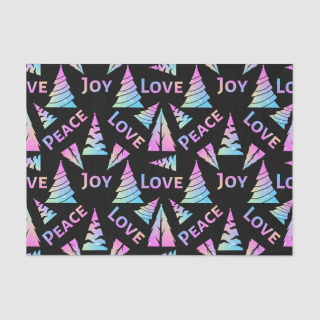 Papel De Seda Peace Joy Love Christmas Tree (Anverso)
