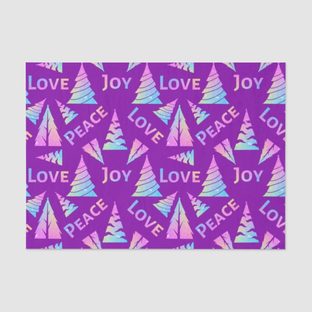 Papel De Seda Peace Joy Love Christmas Tree Tissue Paper (Anverso)