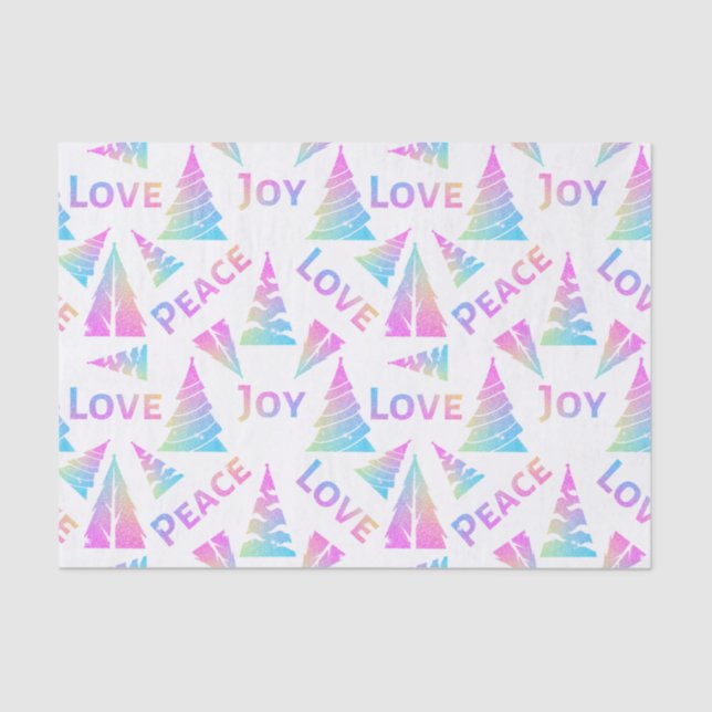 Papel De Seda Peace Joy Love Christmas Tree Tissue Paper (Anverso)