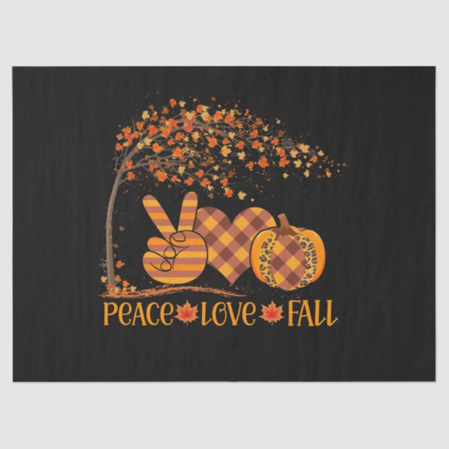 Papel De Seda Peace Love Fall Pumpkin Autum Happy Fall (Anverso)