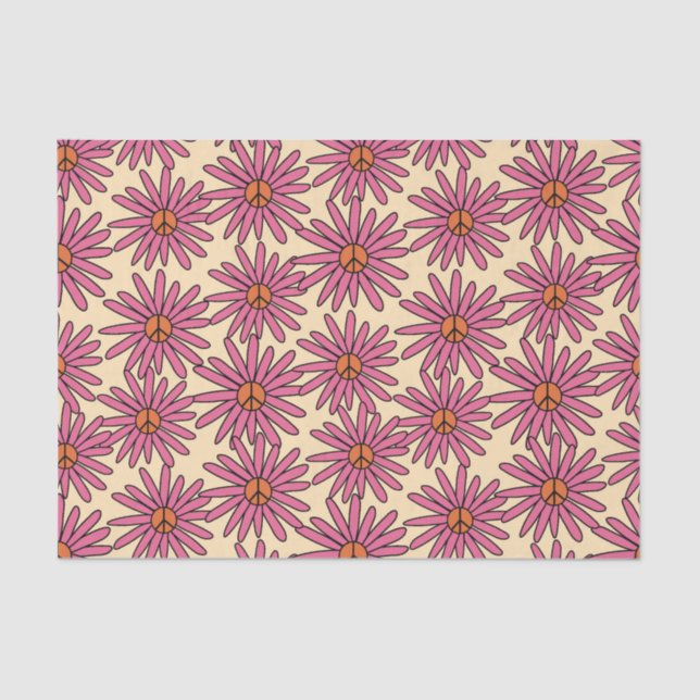 Papel De Seda Peace Sign In Flower Retro Decoupage  (Anverso)