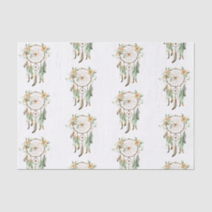 Papel De Seda Peach Floral Green Dream Catcher Cumpleaños