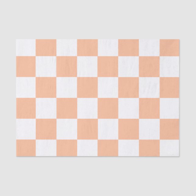 Papel De Seda Peach Fuzz Checkered Gingham Pattern (Anverso)