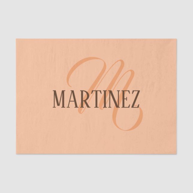 Papel De Seda Peach Fuzz Elegante Nombre Personalizado (Anverso)