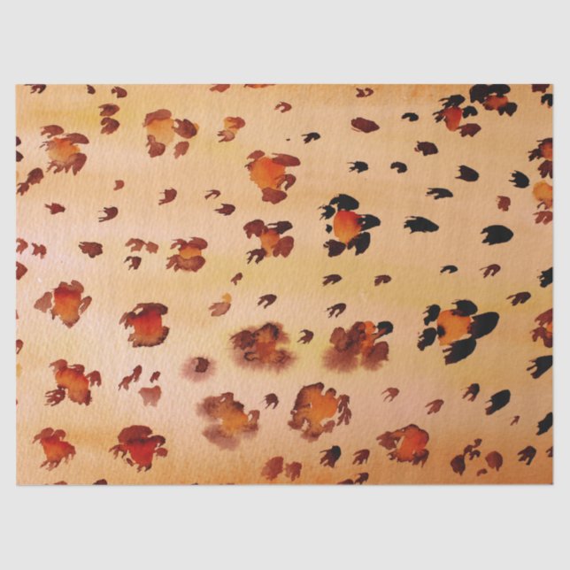 Papel De Seda Peach Naranja Leopard Print Watercolor (Anverso)