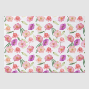 Papel De Seda Peach Peach Pink Purple Floral acuarela
