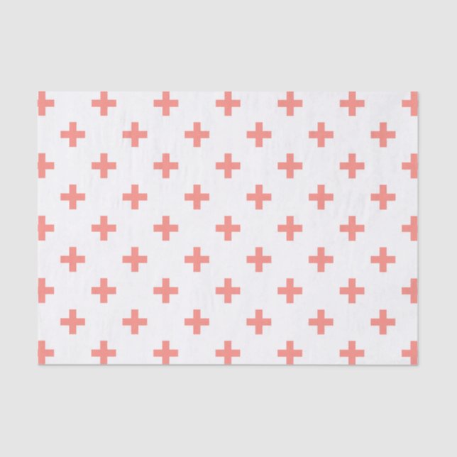 Papel De Seda Peach polka cruza sobre blanco (Anverso)