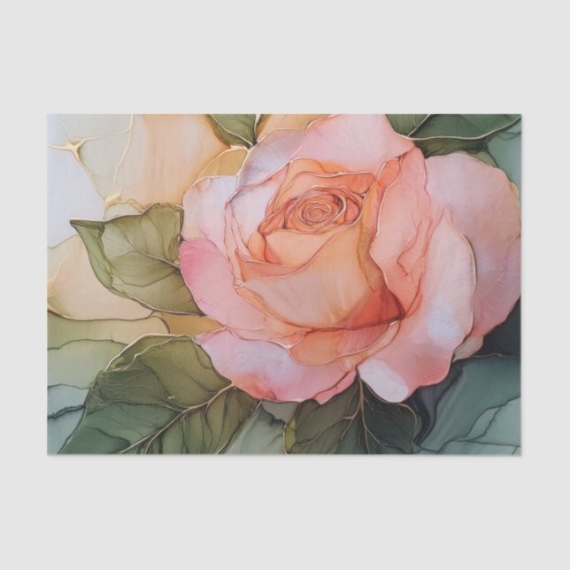 Papel De Seda Peach Rosa Floral Bridal Shower (Anverso)