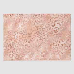 Papel De Seda Peach Rosa Leopard Glitz