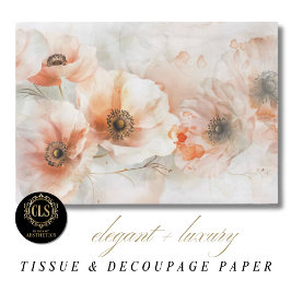 Papel De Seda Peach Watercolor Peonies Decoupage Gift