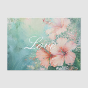 Papel De Seda Peach White Hibiscus Floral Love