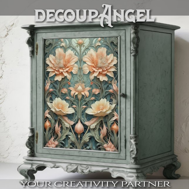 Papel De Seda Peachy Aqua Elegance - Decoupage - (Subido por el creador)