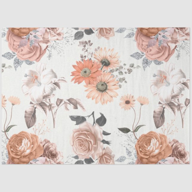 Papel De Seda Peachy Floral Series Design 12 (Anverso)