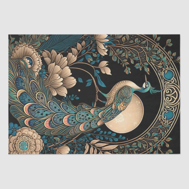 Papel De Seda Peacock Art Deco (Anverso)