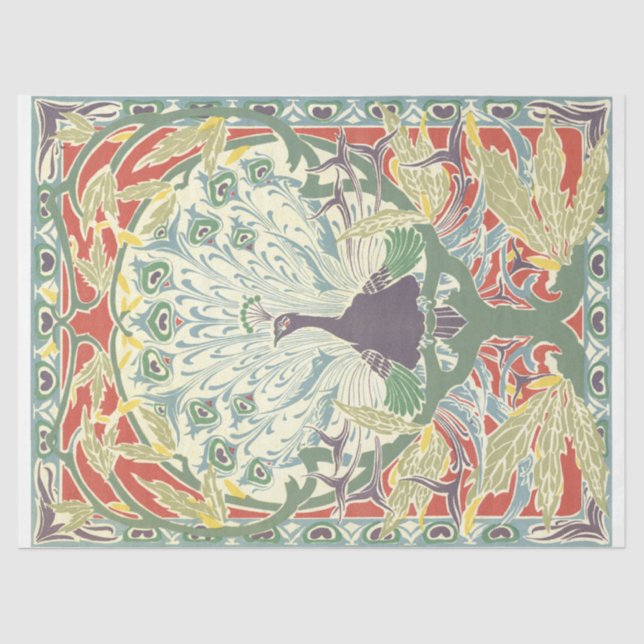 Papel De Seda Peacock Art Nouveau (Anverso)