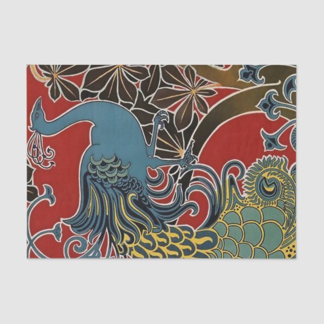 Papel De Seda "Peacock Art Nouveau" por Gisbert Combaz (Anverso)