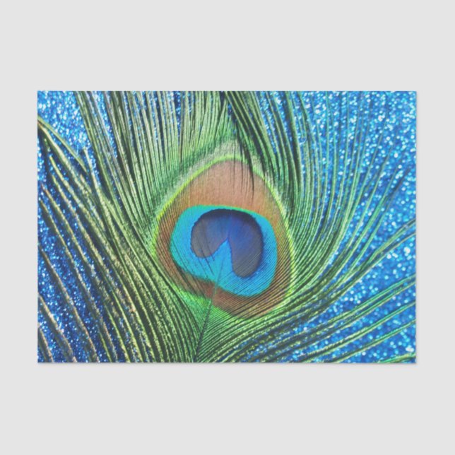 Papel De Seda Peacock azul Purpurinoso (Anverso)