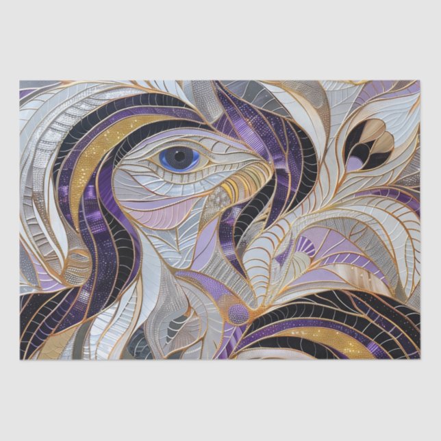 Papel De Seda Peacock Blanco Purple Gold Lavender (Anverso)
