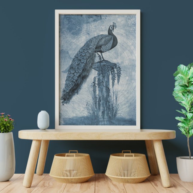 Papel De Seda Peacock Chinoiserie Azul y Decoración Floral Blanc (Subido por el creador)
