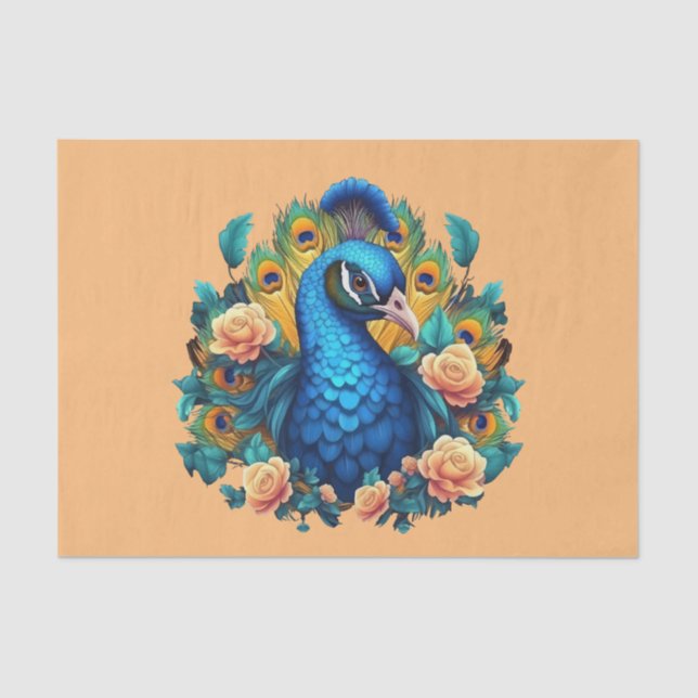 Papel De Seda Peacock Con Rosas De Engranaje (Anverso)