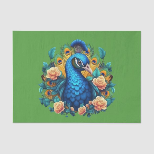 Papel De Seda Peacock Con Rosas De Engranaje (Anverso)