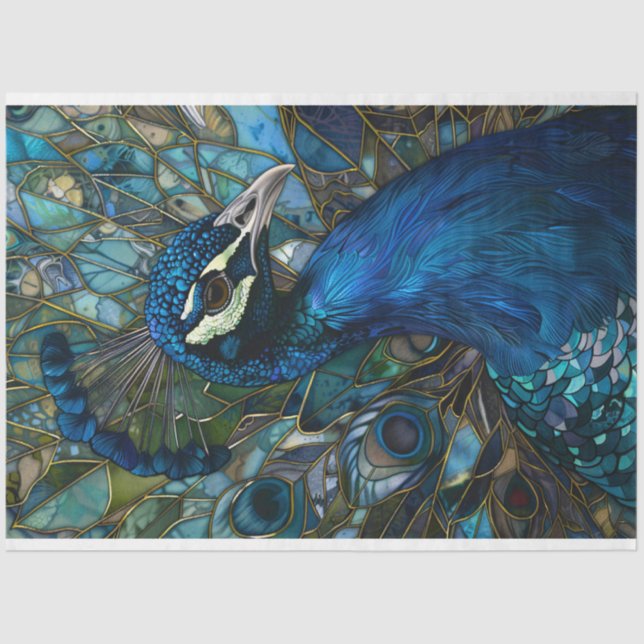 Papel De Seda Peacock con una descodificación de fondo de vidrio (Anverso)