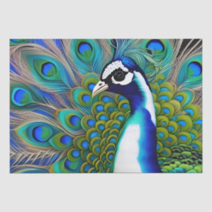Papel De Seda Peacock de color azul blanco y verde