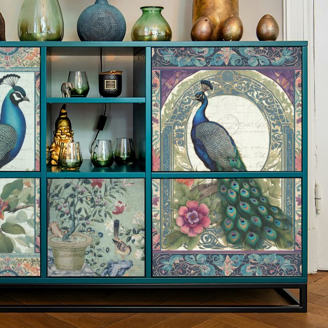 Papel De Seda Peacock Elegante Floral Ephemera Purple Decoupage (Subido por el creador)