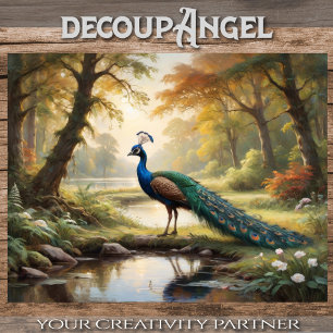 Papel De Seda Peacock en el esplendor natural - Decoupage -