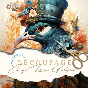 Papel De Seda Peacock en tela Gorra estilo victoriano Art Nouvea
