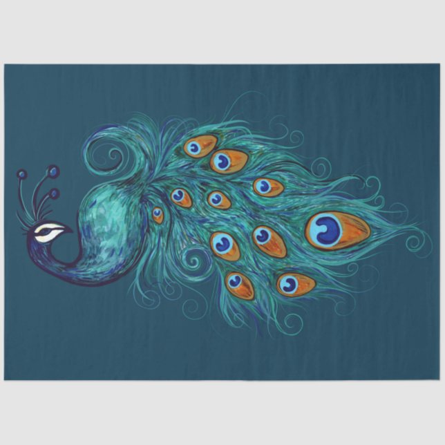 Papel De Seda Peacock Feathers Peacocks Verde azulados (Anverso)