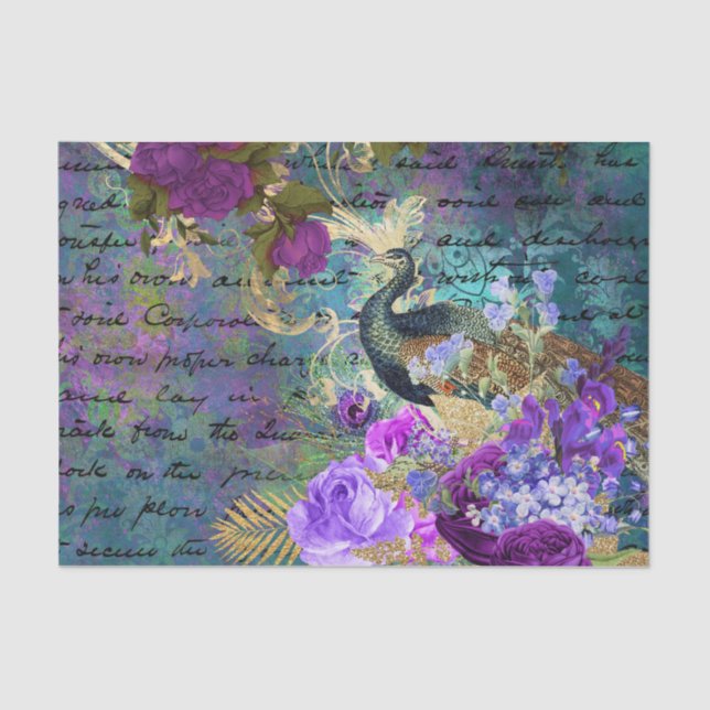 Papel De Seda Peacock floral (Anverso)