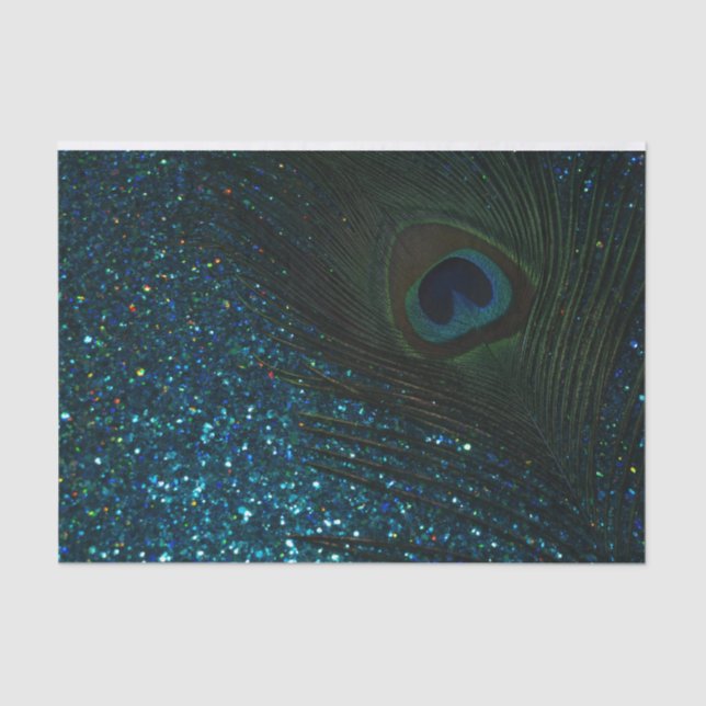 Papel De Seda Peacock Purpurinoso Aqua (Anverso)