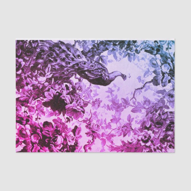 Papel De Seda Peacock victoriano elegante floral (Anverso)