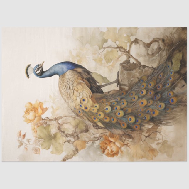 Papel De Seda Peacock Vintage Elegante (Anverso)