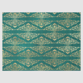 Papel De Seda Peacocks dorados y filipinos en la página verde