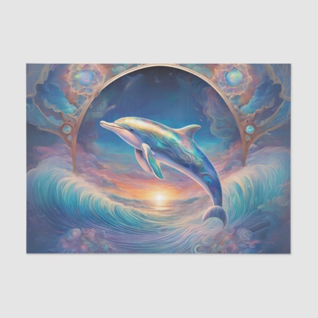 Papel De Seda Pearl Essence Dolphin Decoupage Tissue (Anverso)