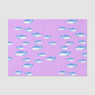 Papel De Seda Peces azules en lila