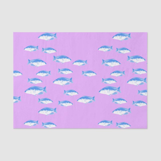Papel De Seda Peces azules en lila (Anverso)
