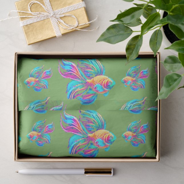 Papel De Seda Peces Verdes Ocupados (Regalo )