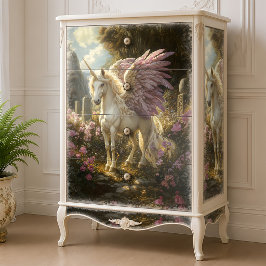 Papel De Seda Pegaso Blanco de Alas Purpúreas Círculo de Piedra 